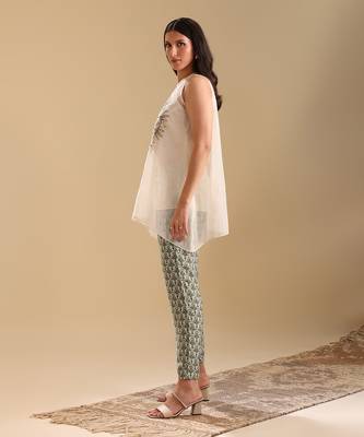 Off white.green net eraya applique co-ord set 2