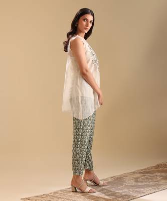 Off white.green net eraya applique co-ord set 3
