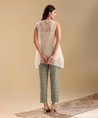 Off white.green net eraya applique co-ord set 5
