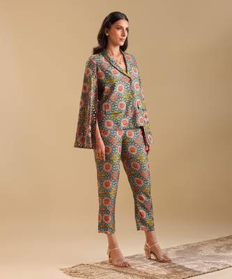 Multicolour silk eraya embellished balzer set 2