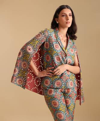 Multicolour silk eraya embellished balzer set 3