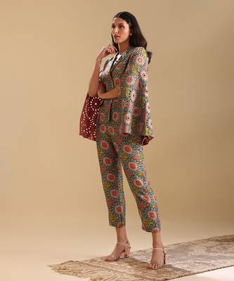 Multicolour silk eraya embellished balzer set 4