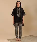 Black chanderi eraya embellished kaftan set