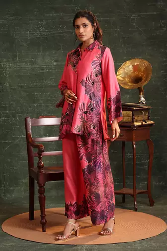 Hot chanderi kaira embellished pallazo set