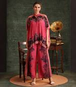 Pink   organza kaira embellished co-ord set