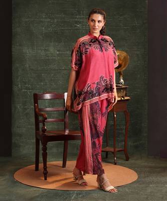 Pink   organza kaira embellished co-ord set 2
