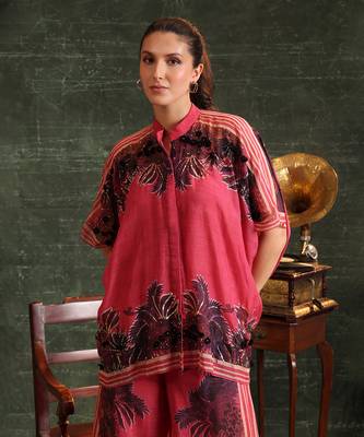 Pink   organza kaira embellished co-ord set 3