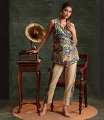 Multicolor  chanderi kaira embellished sleveless balzer set