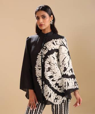 Black and white  linen naqsh embellished co-ord set set 5