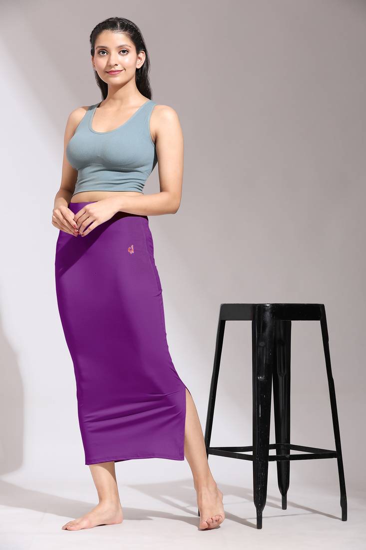 Solid Nylon Soft Petticoat Skirts for Women Saree Shape Wear 2 Piece