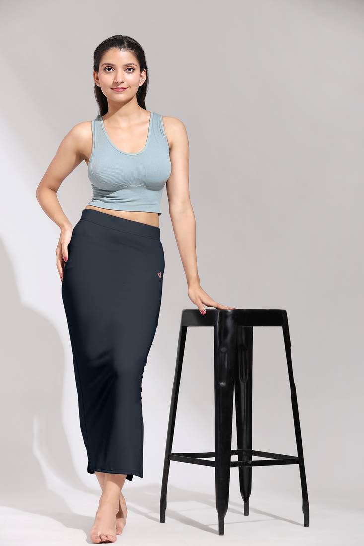 Solid Nylon Soft Petticoat Skirts for Women Saree Shape Wear 2 Piece