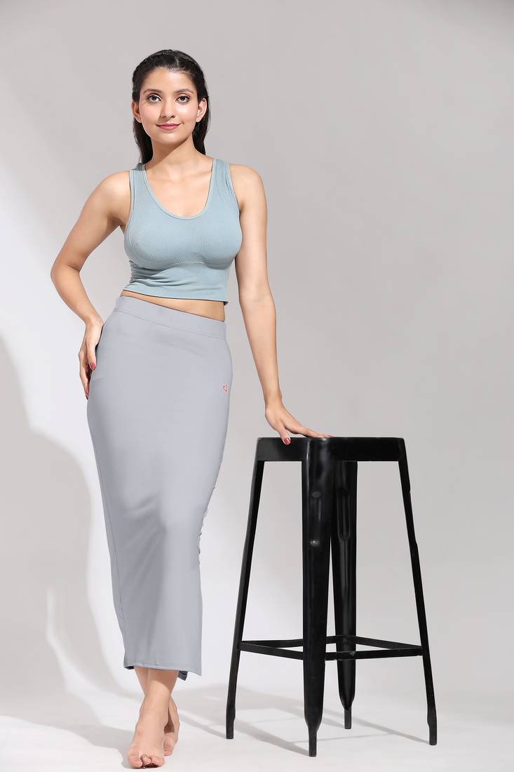 Solid Nylon Soft Petticoat Skirts for Women Saree Shape Wear 2 Piece