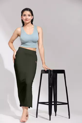 Trendmalls Solid Nylon Soft Petticoat Skirts for Women Saree Shape Wear 2 Piece