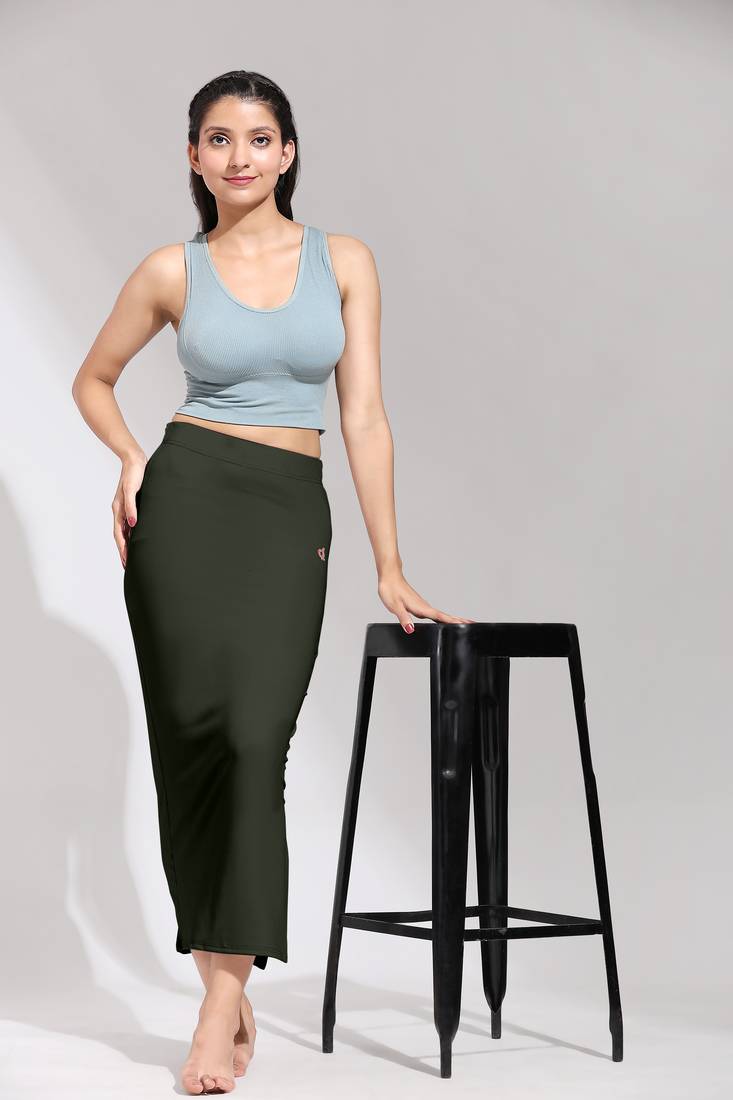 Solid Nylon Soft Petticoat Skirts for Women Saree Shape Wear 2 Piece