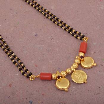 Memoir brass goldplated 3 wati lakshmi coin traditional mangalsutra women tanmaniya ethnic 1