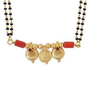 Memoir brass goldplated 3 wati lakshmi coin traditional mangalsutra women tanmaniya ethnic 2