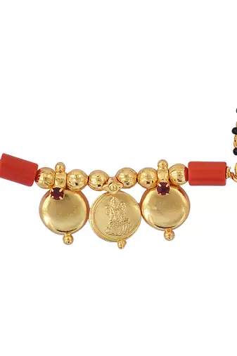 Memoir brass goldplated 3 wati lakshmi coin traditional mangalsutra women tanmaniya ethnic