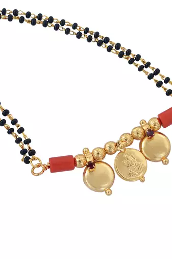 Memoir brass goldplated 3 wati lakshmi coin traditional mangalsutra women tanmaniya ethnic