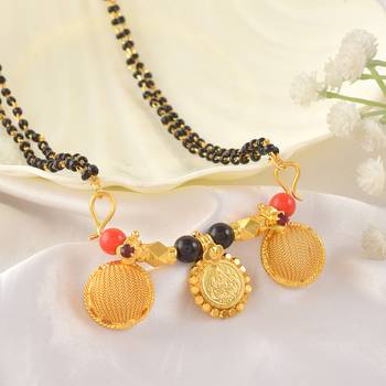 Memoir brass micron goldplated double wati lakshmi traditional mangalsutra 1