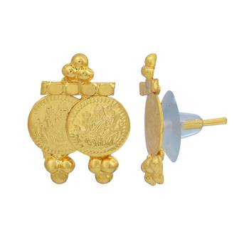 Memoir gold plated lakshmi pendant with matching earrings combo set 2