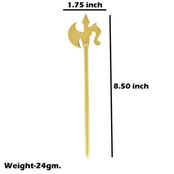 Memoir brass goldplated decorative shiv trishul & parshuram farsa, durga kaali sticks puja set 2