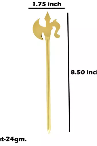 Memoir brass goldplated decorative shiv trishul & parshuram farsa, durga kaali sticks puja set