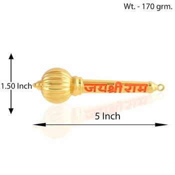 Memoir brass micron gold plated handmade jai shri ram inscribed mace hanuman gada puja item 2