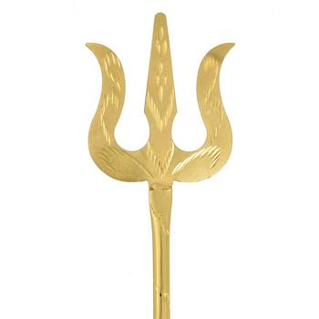 Memoir brass gold plated miniature hand crafted carving trishul puja article hindu pooja item temple accessory 1