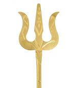 Memoir brass gold plated miniature hand crafted carving trishul puja article hindu pooja item temple accessory