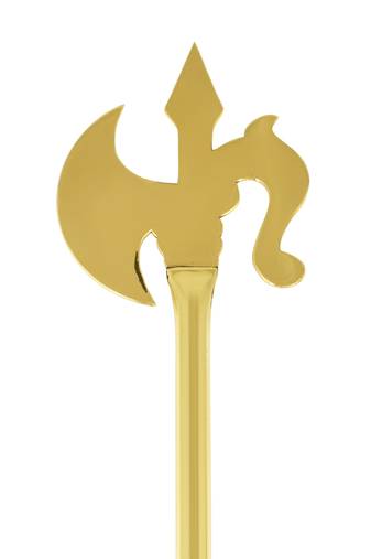 Memoir brass gold plated miniature parshuram farsa durga kaali weapon stick hindu pooja item