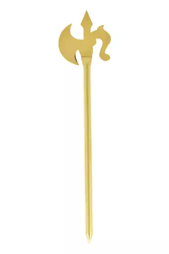 Memoir brass gold plated miniature parshuram farsa durga kaali weapon stick hindu pooja item