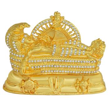 Memoir gold plated, ananth lord vishnu idol statue, stand, home decor, hindu god ( 1
