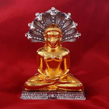 Memoir gold plated brass cz studded bhagwan parshvanath jain god idol home decor 1