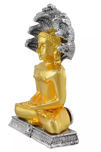 Memoir gold plated brass cz studded bhagwan parshvanath jain god idol home decor