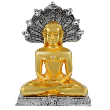Memoir gold plated brass cz studded bhagwan parshvanath jain god idol home decor 4