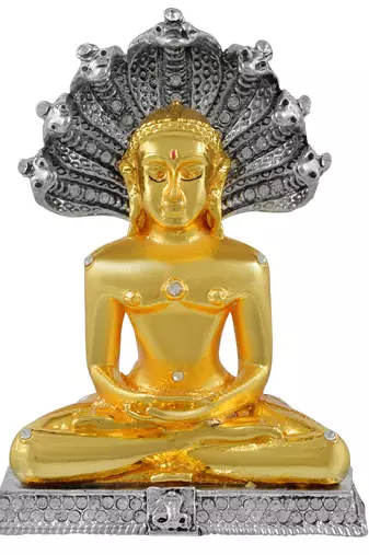 Memoir gold plated brass cz studded bhagwan parshvanath jain god idol home decor