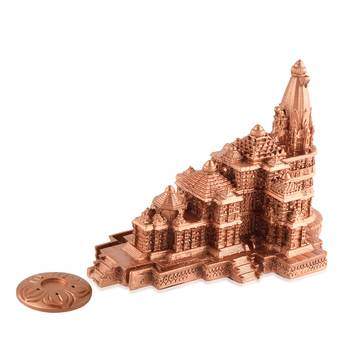 Memoir resin hardened pop copper colour exact replica miniature model copy of ayodhya ram mandir 1
