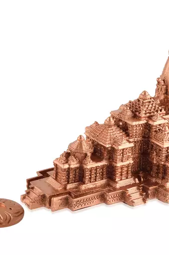 Memoir resin hardened pop copper colour exact replica miniature model copy of ayodhya ram mandir