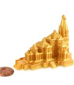 Memoir resin hardened pop golden colour exact replica miniature model copy of ayodhya ram mandir