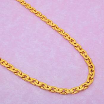 Memoir genuine 1 micron gold plated 6mm thick, 18 inch, 36 gm, oval link gold look chain 1