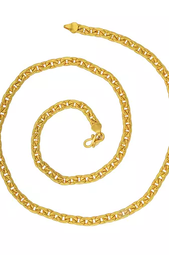 Memoir genuine 1 micron gold plated 6mm thick, 18 inch, 36 gm, oval link gold look chain
