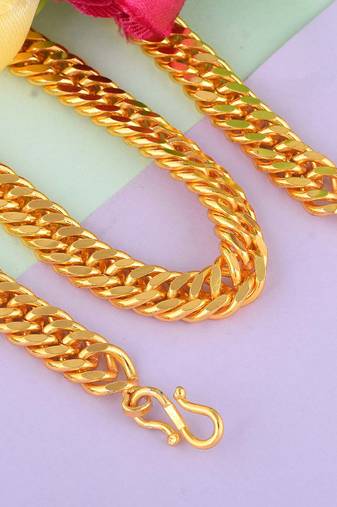 Memoir 24kt 20 inch gold plated 112 gms super heavy necklace chain for men jewellery