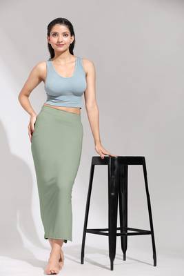 Trendmalls Plain Nylon Petticoat Skirts Saree Silhouette Shape Wear set of 2 pieces 3