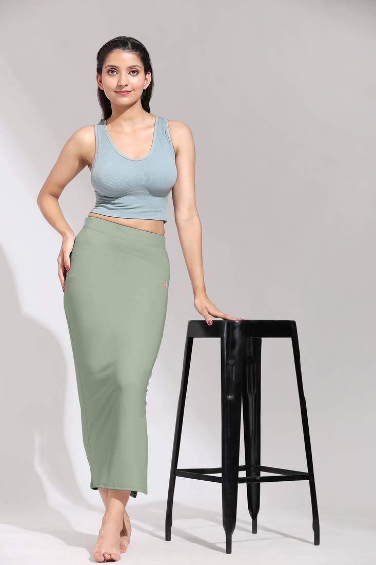 Plain Nylon Petticoat Skirts Saree Silhouette Shape Wear set of 2 pieces