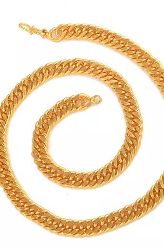 Memoir 24kt 20 inch gold plated 112 gms super heavy necklace chain for men jewellery