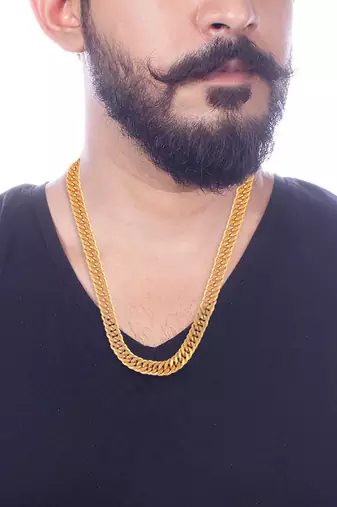 Memoir 24kt 20 inch gold plated 112 gms super heavy necklace chain for men jewellery