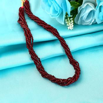 Memoir real natural ruby multi strand 6 layer choker fashion jewellery stone bead necklace for women   1