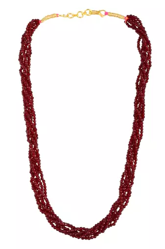 Memoir real natural ruby multi strand 6 layer choker fashion jewellery stone bead necklace for women  
