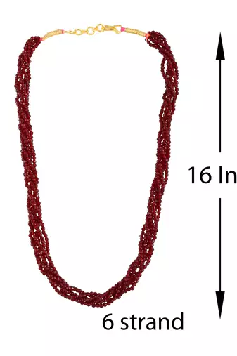 Memoir real natural ruby multi strand 6 layer choker fashion jewellery stone bead necklace for women  