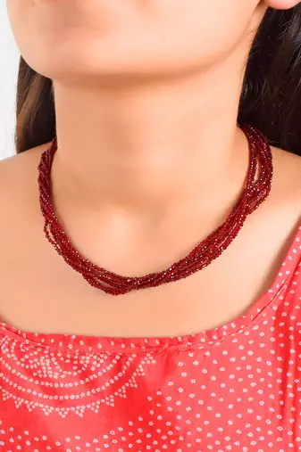 Memoir real natural ruby multi strand 6 layer choker fashion jewellery stone bead necklace for women  